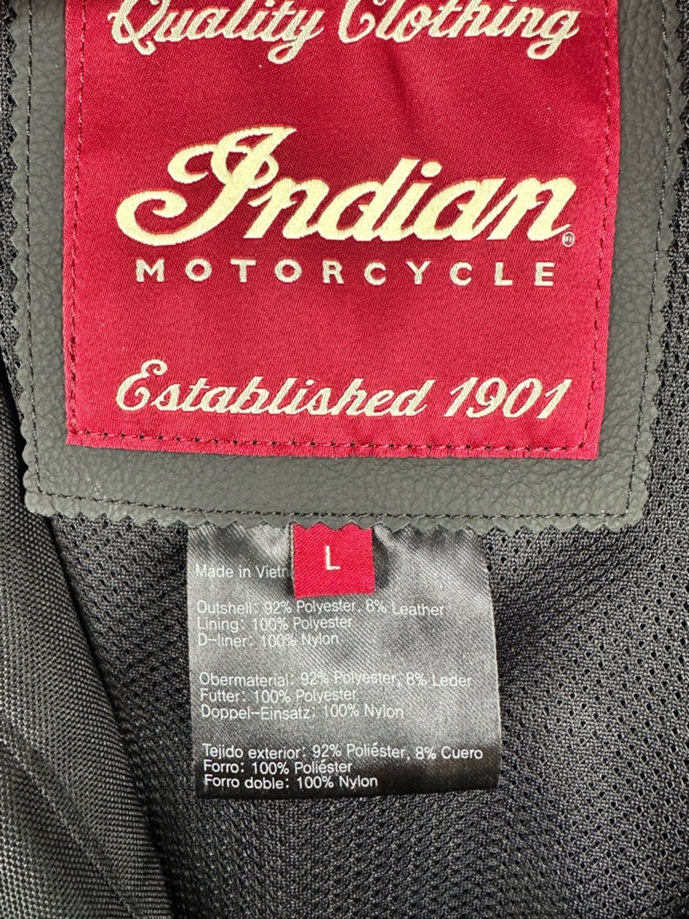 Indian Motorcycle Black Mesh Jacket with Cream Piping - Lightweight Riding Shell - Picture 2 of 9